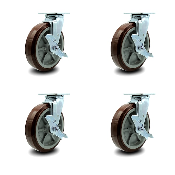 Greenlee Caster Set - MA6065 GMX Cart -4 Swivel with Brakes - SCC, 4PK